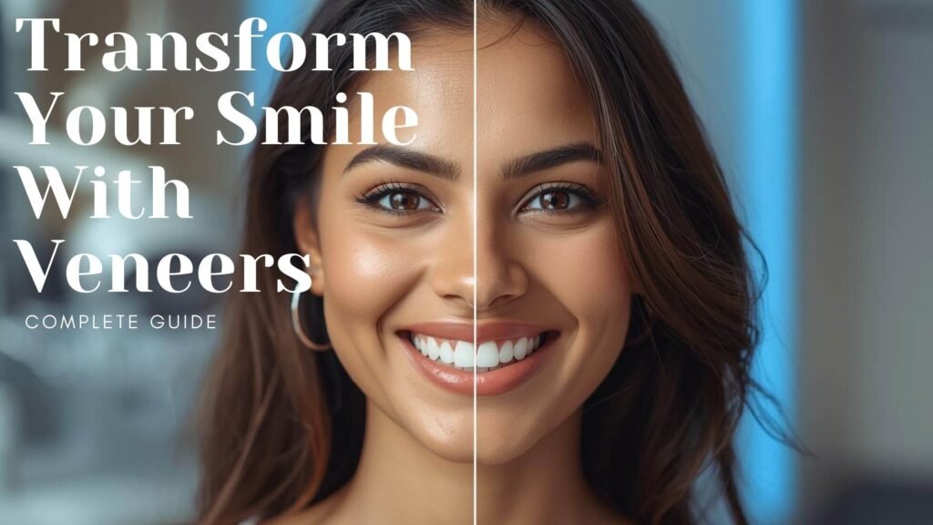Veneers before and after smile transformation showing dramatic improvement with porcelain veneers